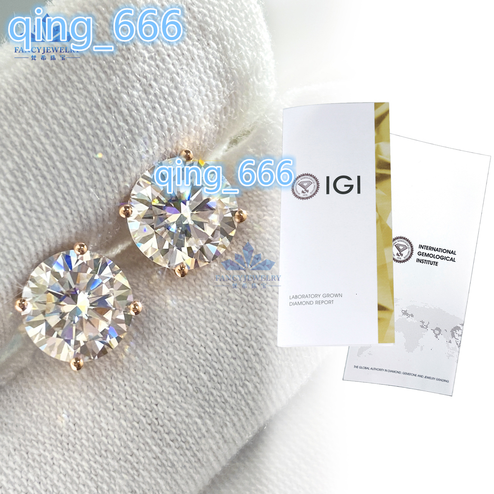 100% Real Hpht Lab Grown Diamond Earring 10K 14K 18K Solid Gold Lab Created Diamond Round Cut Earrings Stud for Women 1ct