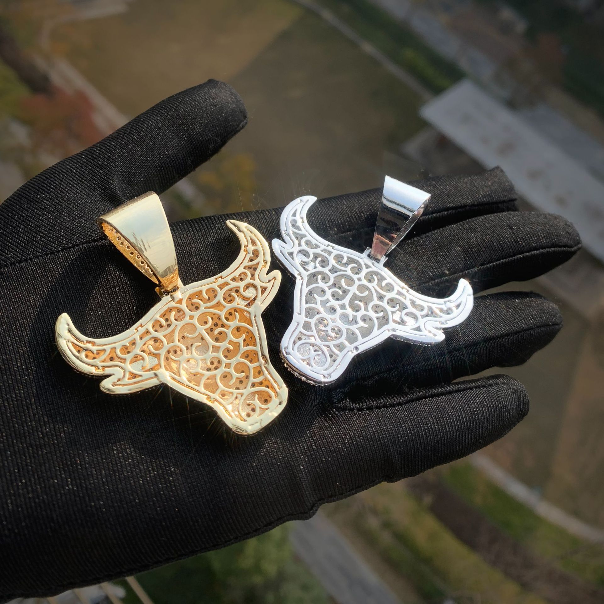Hip Hop 3D Bull Head Pendant Iced Out VVS Moissanite Bling Trendy Jewelry Necklace Passes the Diamond Tester