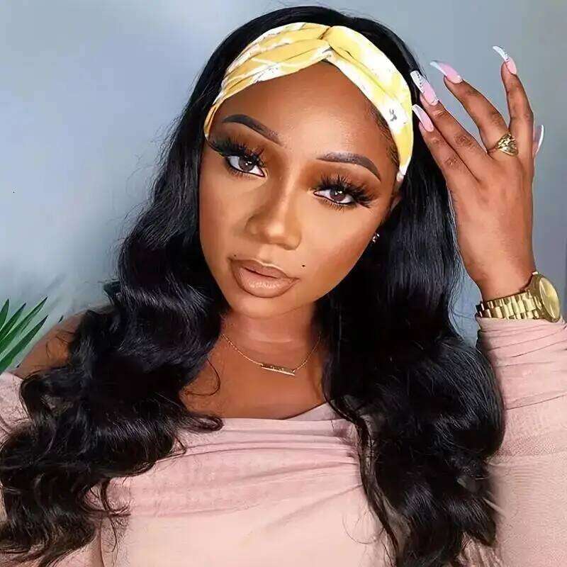 Body Wave Human Wigs 180 Density Remy Indian Hair hine Made Wavy Headband Wig 12-24 Inches For Black Women