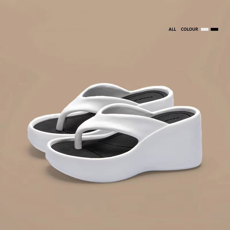 Women's Clip Toe Wedge Flip Flops 2024 Summer Chunky Platform Beach Sandals Woman Thick Sole High Heeled Eva Slippers Slides ddmythur