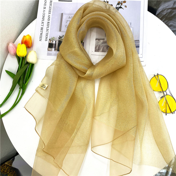 K1138 Double layer organza silk scarf silk wool scarf dress wedding dress cheongsam shawl long scarf autumn and winter women's