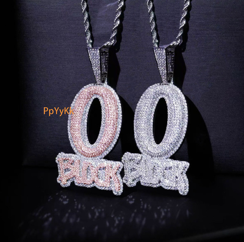 Luxury VVS Moissanite Iced Out Hip Hop Edgy O-shaped BLOCK Letter Pendant Creative Bling Trendy Necklace Jewelry Passes the diamond tester