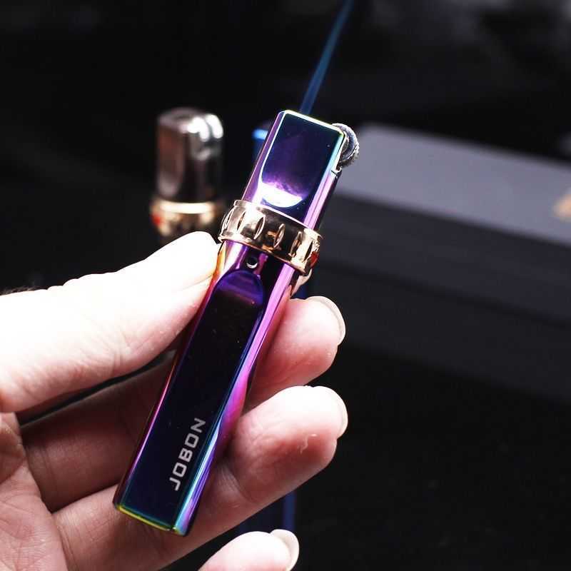 jobon Zhongbang Lighter Creative windproof personalized grinding wheel metal blue flame inflatable lighter High-end gift