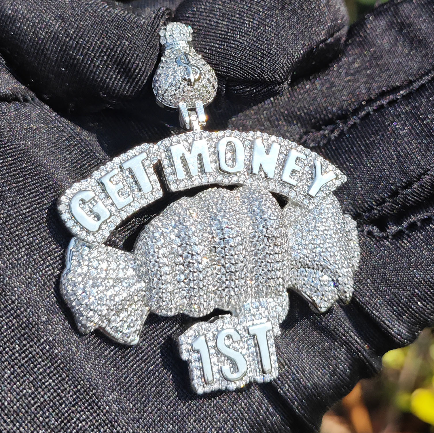 Hip Hop Get Money Fist Pendant Iced Out VVS Moissanite Bling Trendy Jewelry Accessory Passes the Diamond Tester
