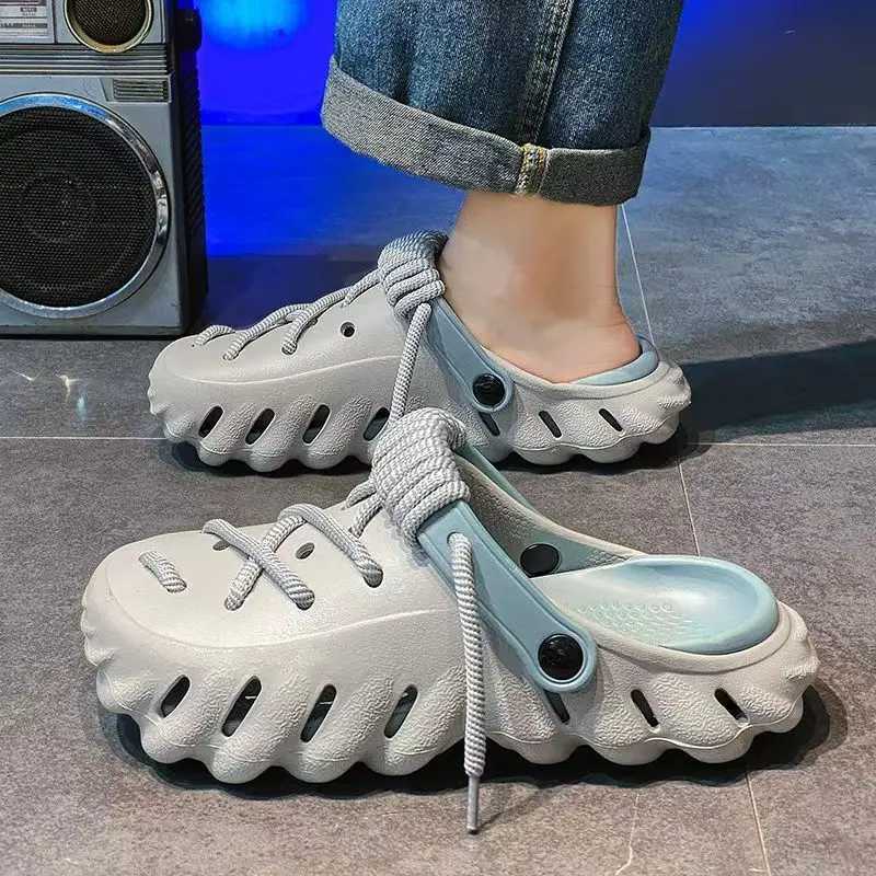 Lanjia- 2025 Fion Mens Outdoor Sandals Summer Beach Shoes Thick Bott Hollow-Out EVA Breathable Slip-On Water Slippers Couples Y250626 620F3