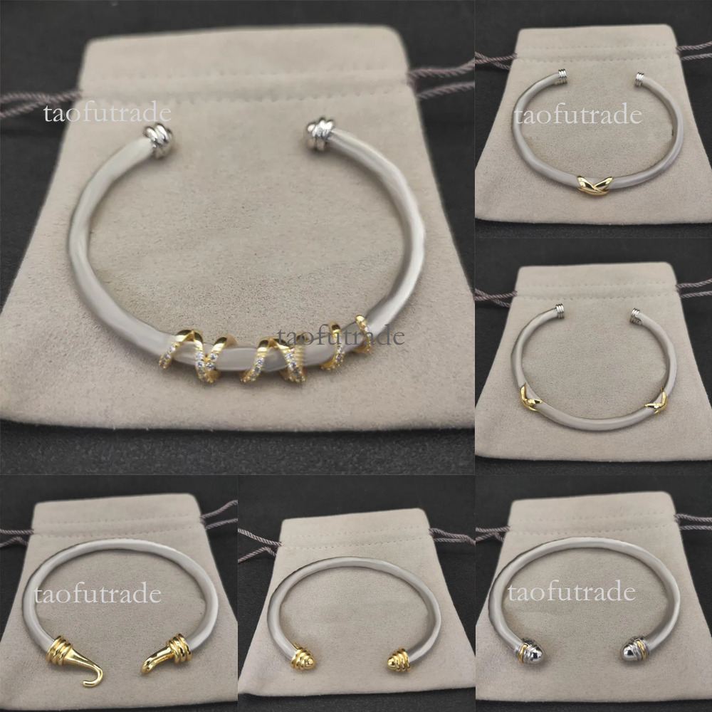 yurmans bracelet designer bracelet wire bracelets fashion jewelry for women men gold silver Pearl head cross bangle Bracelet open cuff armband luxury jewelry 527