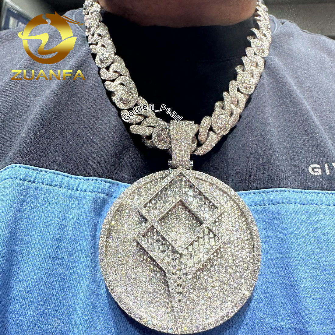 Personalized Jewelry Mens Iced Out Pendant 925 Sterling Silver VVS Moissanite Diamond Fine Jewelry Custom Pendant