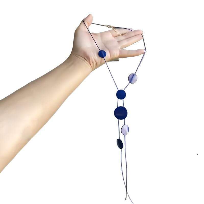 Hour~ Super Bright Klein Blue Irregular Disc Necklace Exaggerated Personality High-end Clavicle Chain