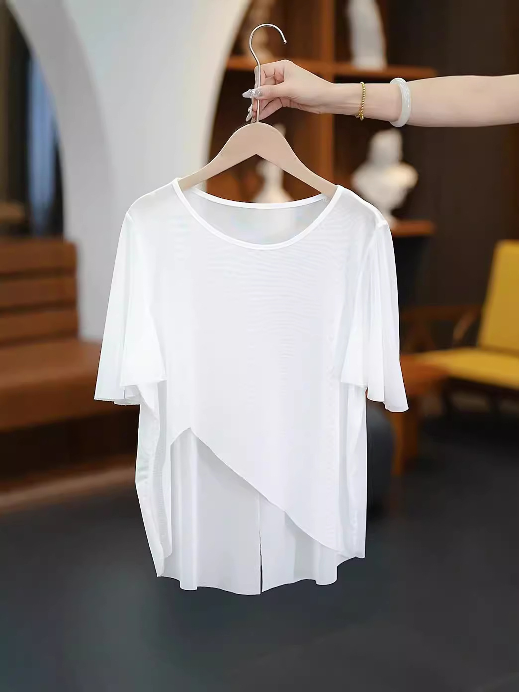 K1142 New summer outerwear shawl ice silk thin mesh large size sunscreen versatile slim jacket women irregular tops