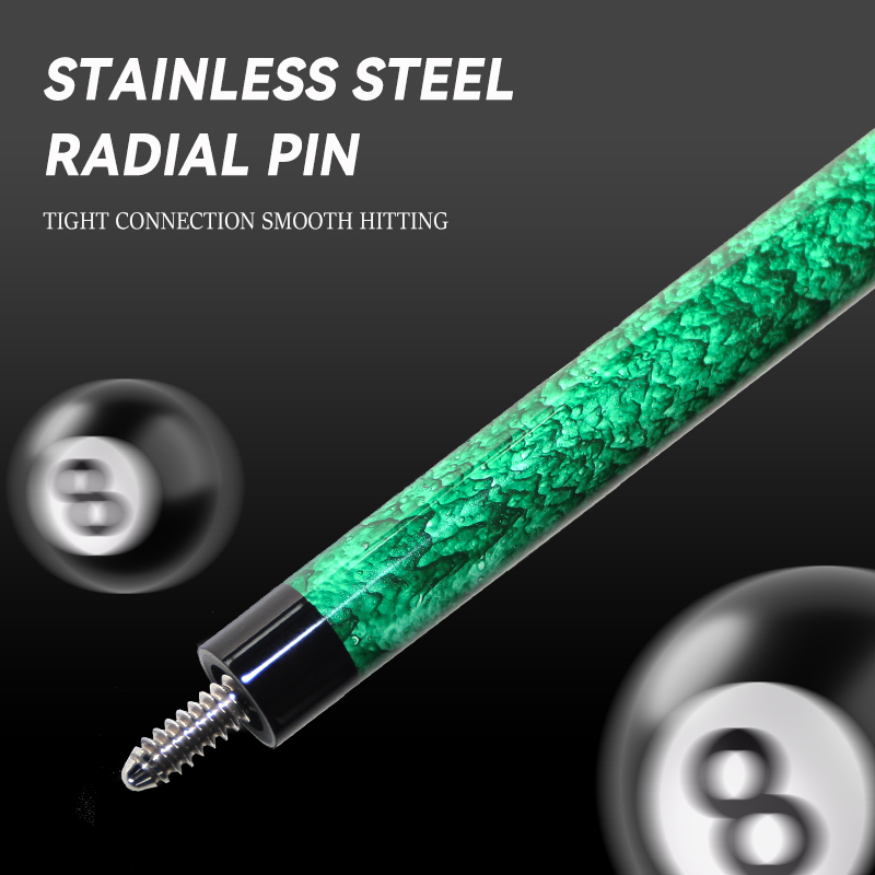 OKHEALING Quicksand Green 1/2 Split Billiard Cue Carbon Fiber Billiard Stick 12mm Pigskin Tip Radial Pin Joint Pool Cues Carbon Carom Cues Professiona