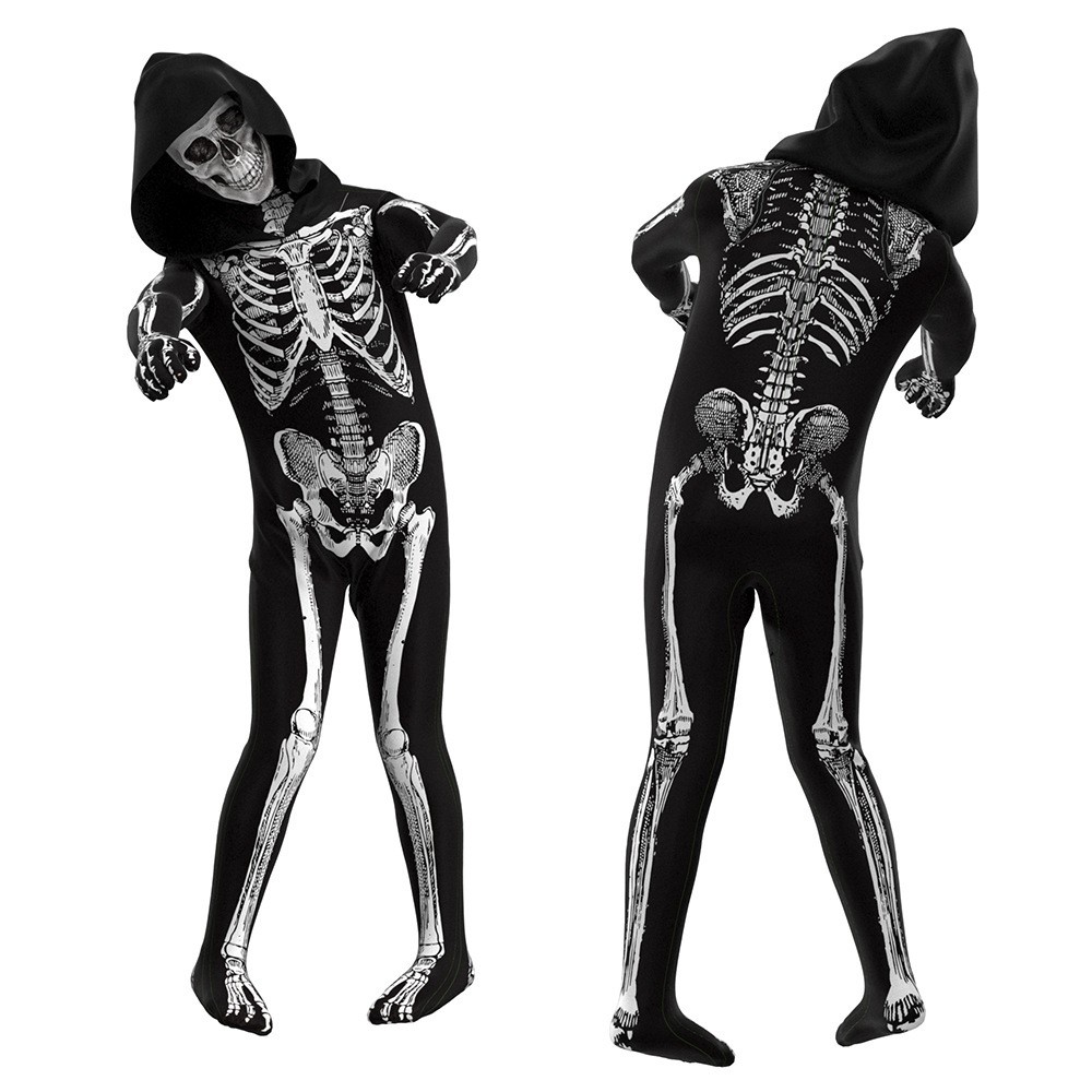 Children's costumes, anime games, role-playing costumes, Halloween costumes, funny scary COS hooded zombie skull role costumes.