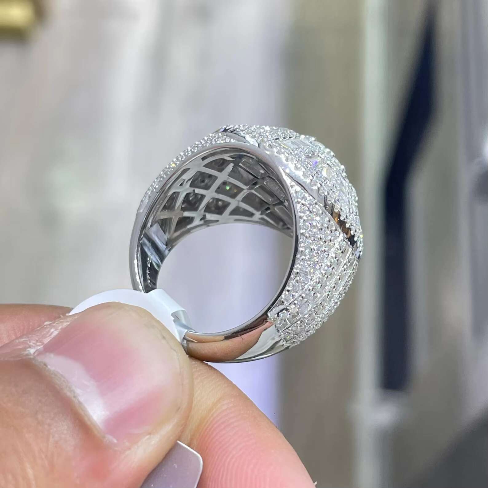 Trend Hip Hop VVS Moissanite Diamond ring 14K 18K White Gold Plated Luxurious Hip hop Ring Iced Out Custom Size Mens Ring