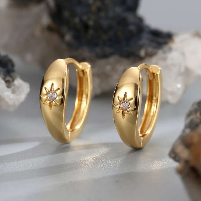 DHCollections Fashionable and Exquisite Copper Earrings for Women, Light Minimalist Style with Zircon Inlay