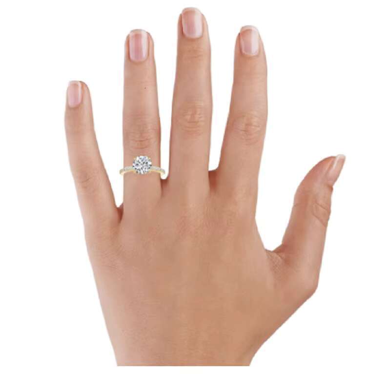 Fine Jewelry in 14K Yellow Gold Round Cut 2ct Moissanite Diamond Stone Solitaire Wedding Engagement Rings