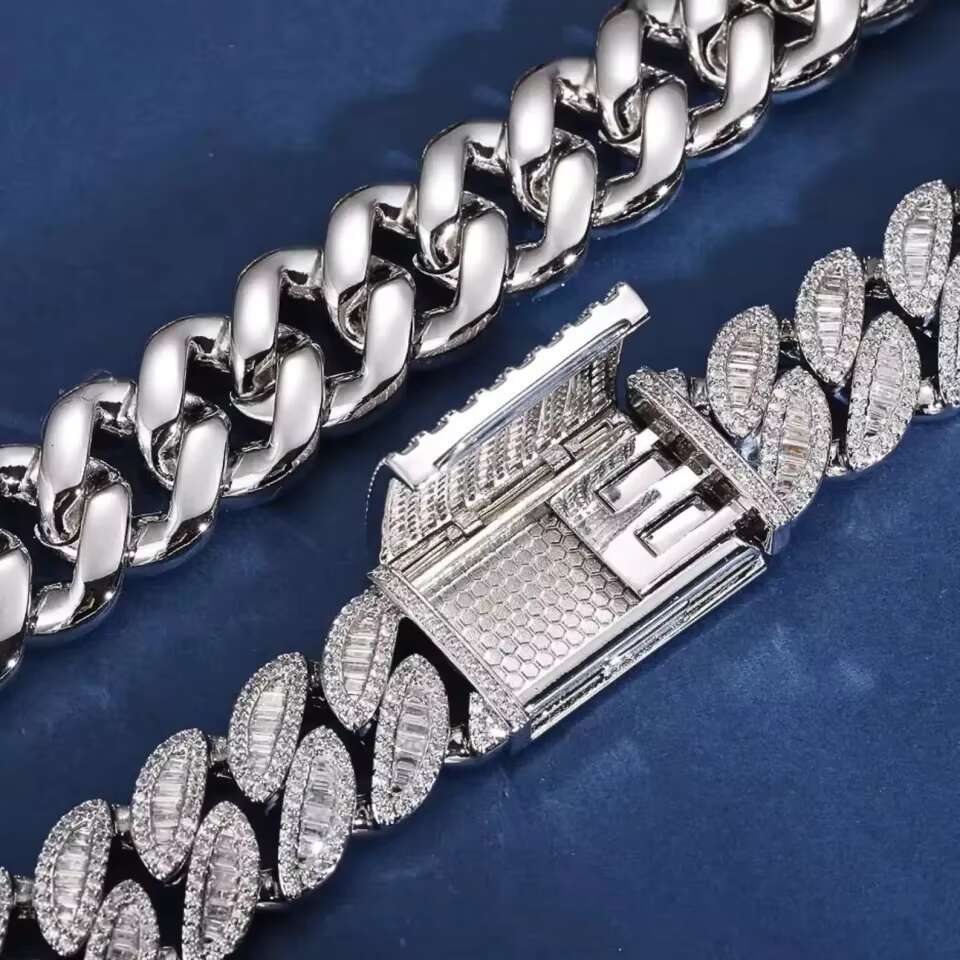 Mens Luxurious Baguette Cuban Link Moissanite Diamond 925 Sterling Silver Chains for Street Rappers at Best Prices