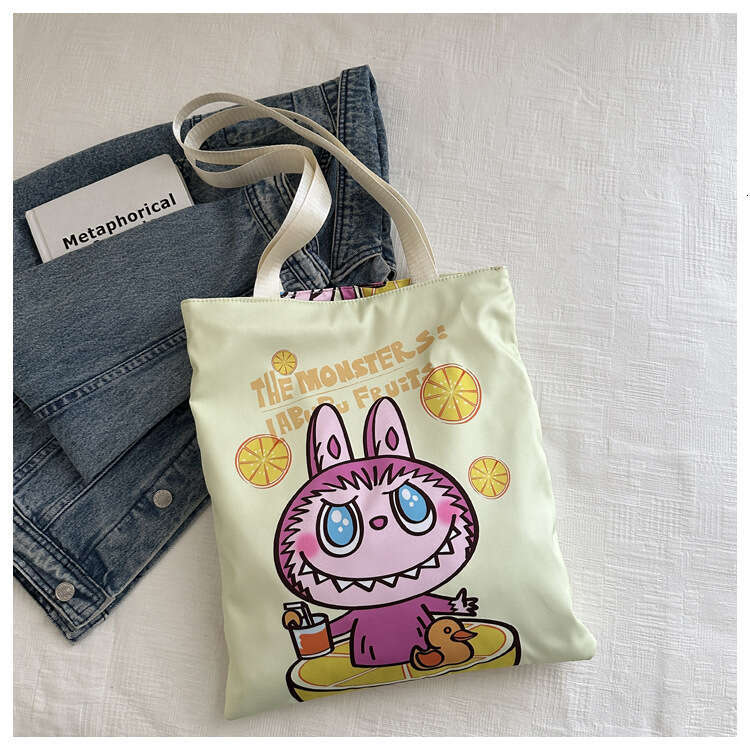 Free shipping 2025 New Labubu Single Eco-friendly Canvas Casual Shoulder Shopping Internet Celebrity Bag Cartoon