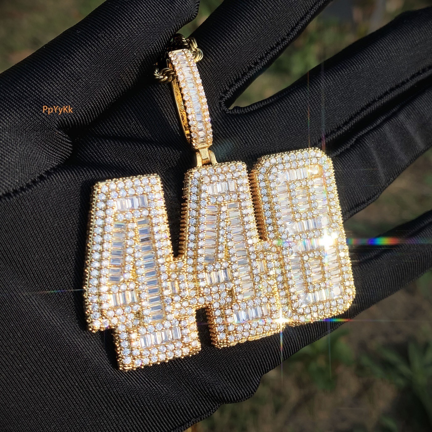 Luxury Moissanite Iced Out Cubed Number 448 Pendant Necklace Hip Hop Individual Diamond Studded Accessory Passes the diamond tester