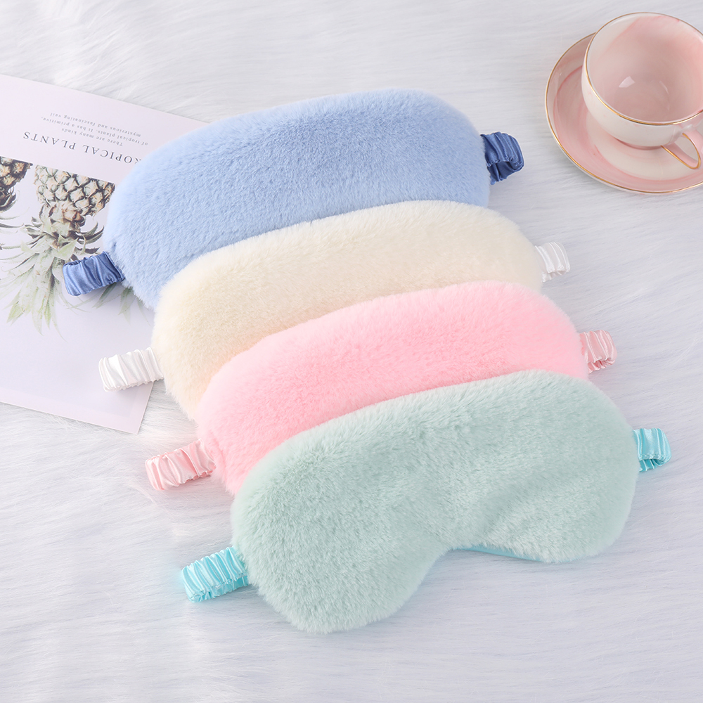 Sunshade sleeping comfort soft-fiber rabbit fur eye mask plush eye mask in stock cute home-use eye protection mask for sleeping purpose