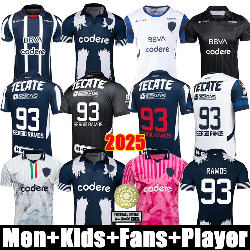 25 26 Monterrey Soccer Jerseys SERGIO RAMOS 93 Football Jerseys S.RAMOS Fans Player version Kids Kits Football Shirt