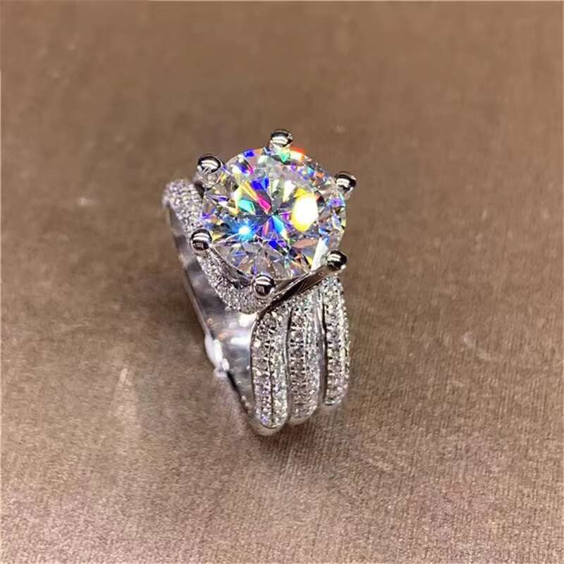 Wedding Platinum Plated 925 Silver Rings Jewelry Gift D Color VVS Moissanite Engagement Rings for Women