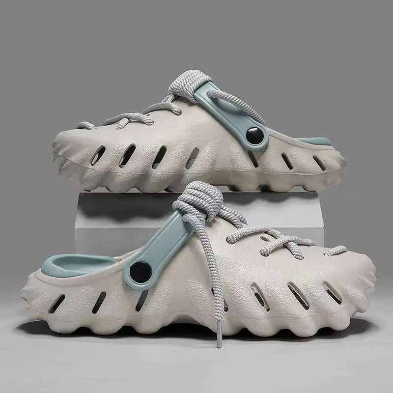 Lanjia- 2025 Fion Mens Outdoor Sandals Summer Beach Shoes Thick Bott Hollow-Out EVA Breathable Slip-On Water Slippers Couples Y250626 620F3