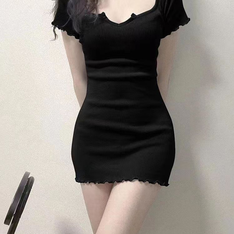 DR303 Slimming bottoming dress Korean style hip-wrapped short skirt for women