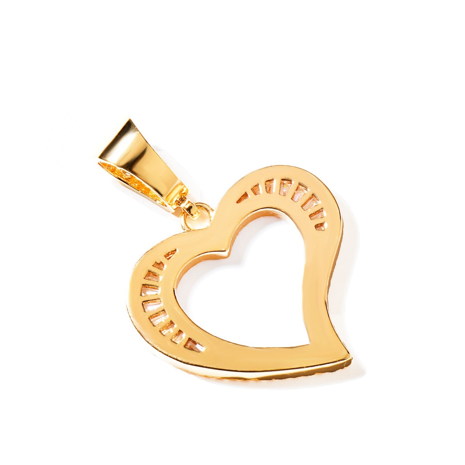 Luxury Moissanite Iced Out Curved Openwork Heart Hip Hop Diamond Studded Simple Trendy Pendant Necklace Passes the Diamond Tester