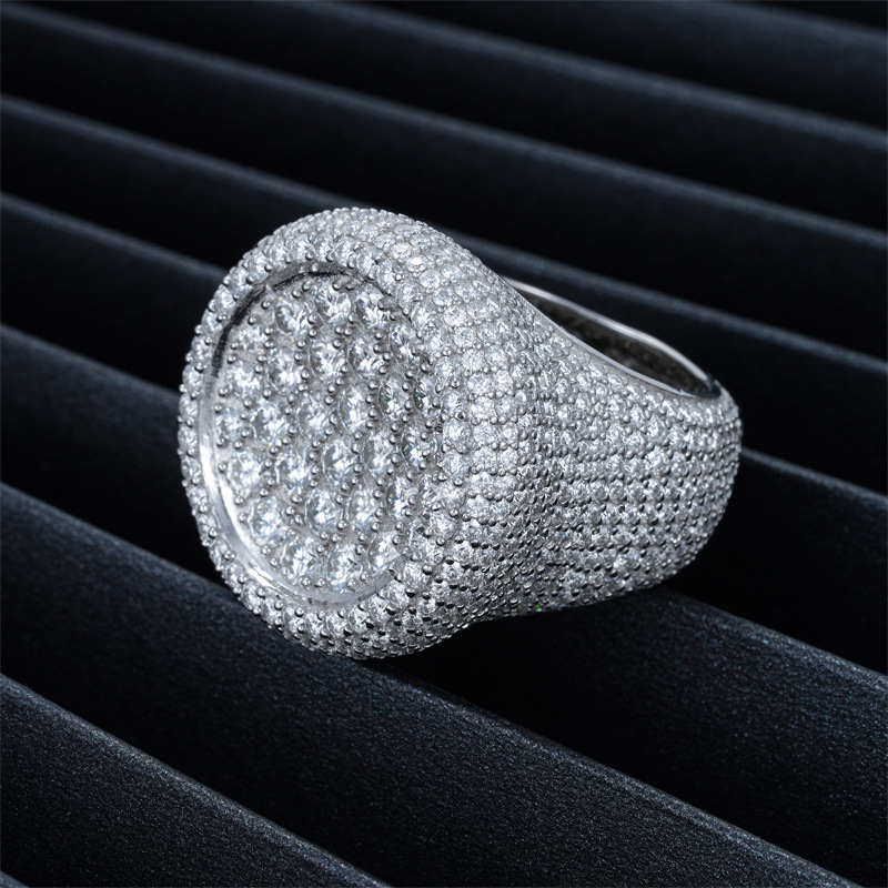 Iced Out Sterling Silver 925 Luxury Rings Fashion Hip Hop Mens Vvs Moissanite Ring