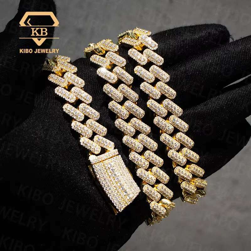 Elegant Large Gauge Cuban Chain Jewelry Piece Sparkle Intensely With Eye-Catching Moissanite Beads