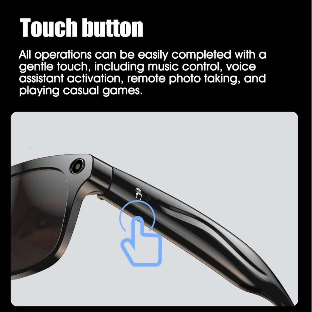 AI with 100W HD Camera Anti Blue Sunglasses Voice Assistant Photo Video Music Calling Smart Glasses For Men Women