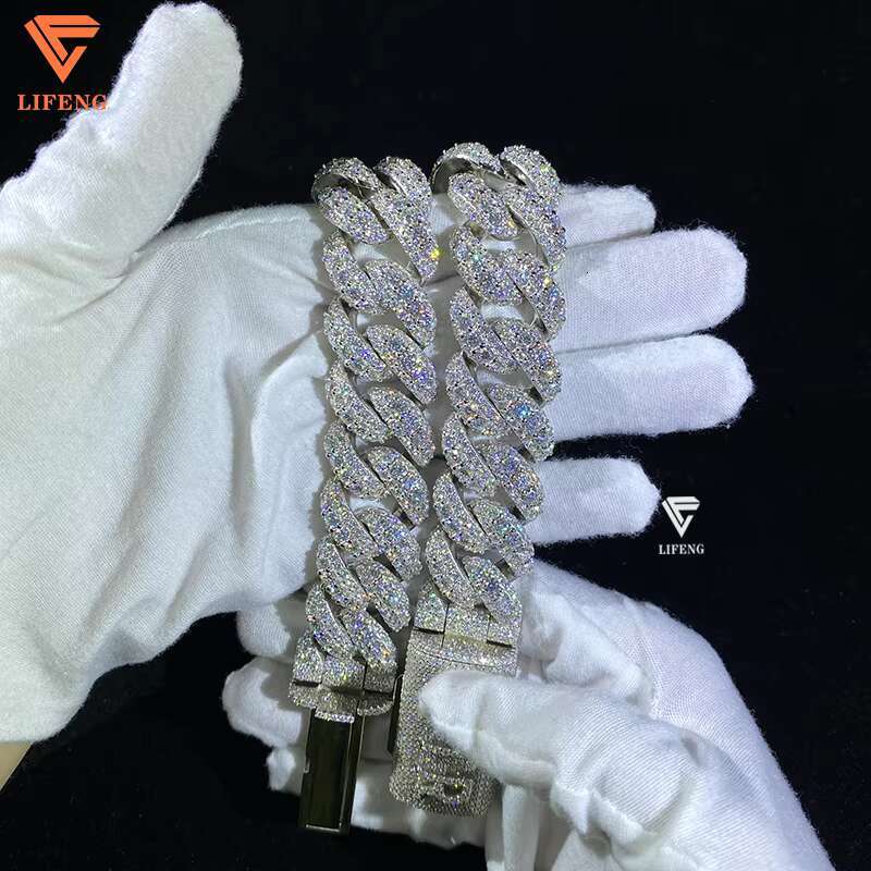 Customizable New Design Vvs Moissanite Necklace Bubble Chain Iced Out 925 Sterling Silver Big Cuban Link Chains