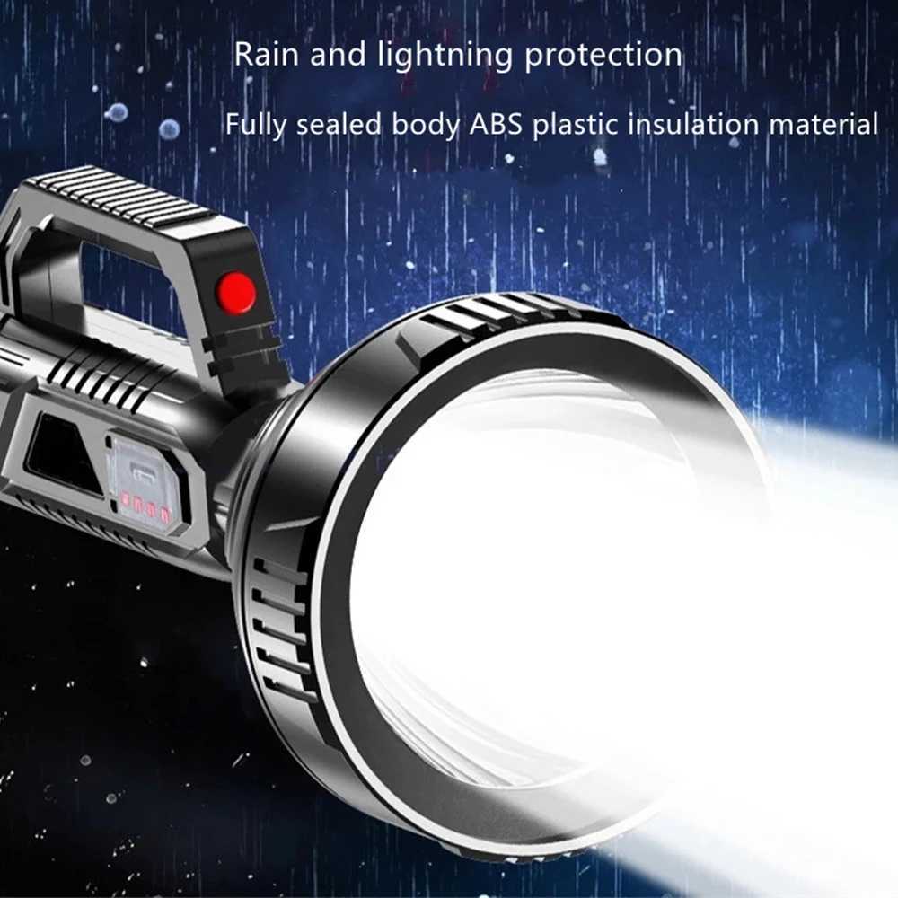 New High Power LED Flashlight Waterproof Fishing Lantern Torch USB Rechargeable Powerful Spotlight Searchlight Camping Lamp W250701