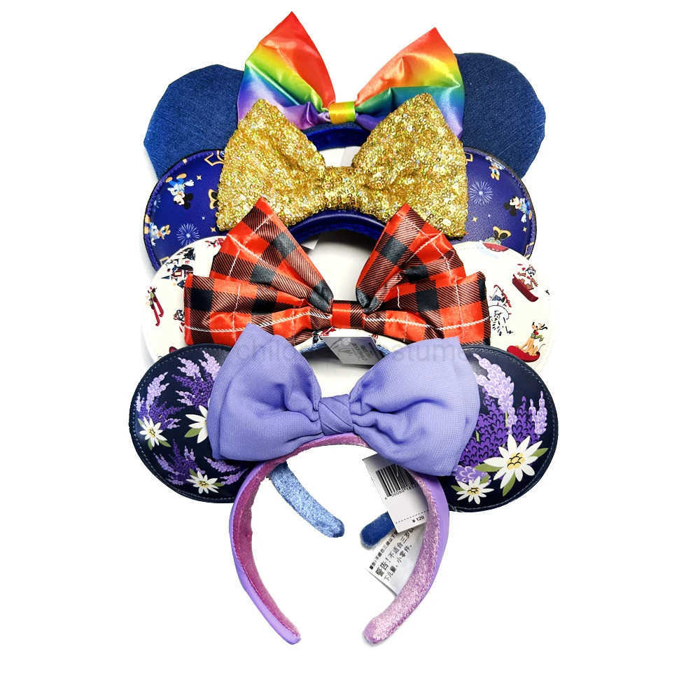 Disney Minnie Mouse Ear Headband 2023 New Loungefly Ears Christmas Snowman Headdress Cosplay for Adults Kids Hair Accessories W250625