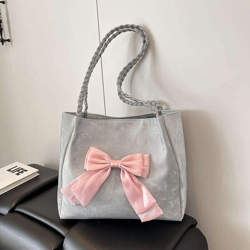 Sweet Bowknot Large Capacity Tote 2025 New Casual Relaxed Soft Commuter Handbag Free shipping Shoulder Bag