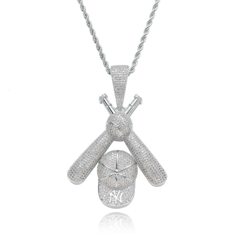 New Necklace Baseball Cap Pendant Micro-Paved Zircon Gold Personality Trendy Men's Hip-Hop Accessories 7d51
