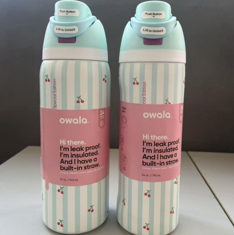 US warehouse Bow Tie 24Oz32Oz Owala Tumblers Insulated Stainless Steel Cups With Straw BpaFree Sports Water Bottle Great For Travel 230626