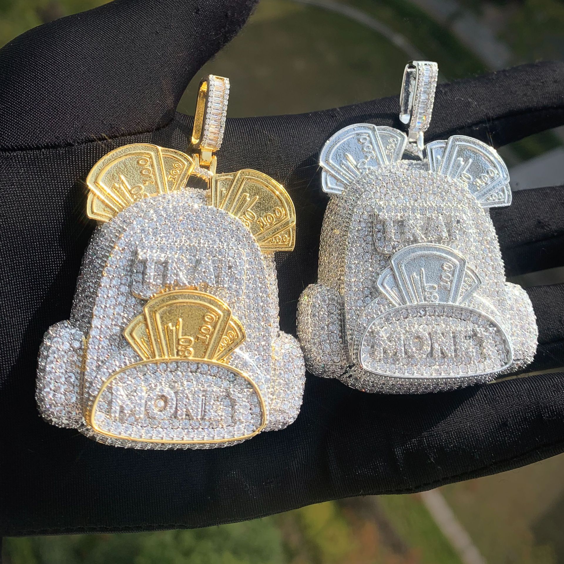 Luxury VVS Moissanite Iced Out Hip Hop Backpack Style Pendant Men's Streetwear Bling Trendy Collarbone Necklace Jewelry Passes the diamond tester