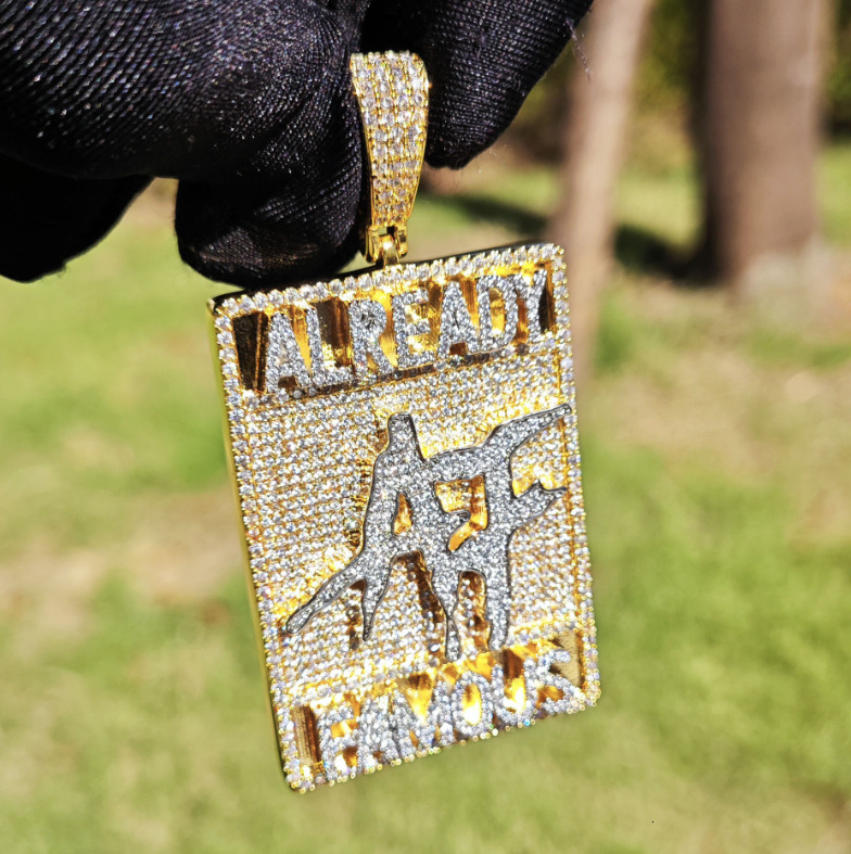 Luxury VVS Moissanite New Streetwear Brand Iced Out Dog Tag Letter Pendant Real Gold Electroplated Full Iced Out Hip Hop Individual Versatile Accessor
