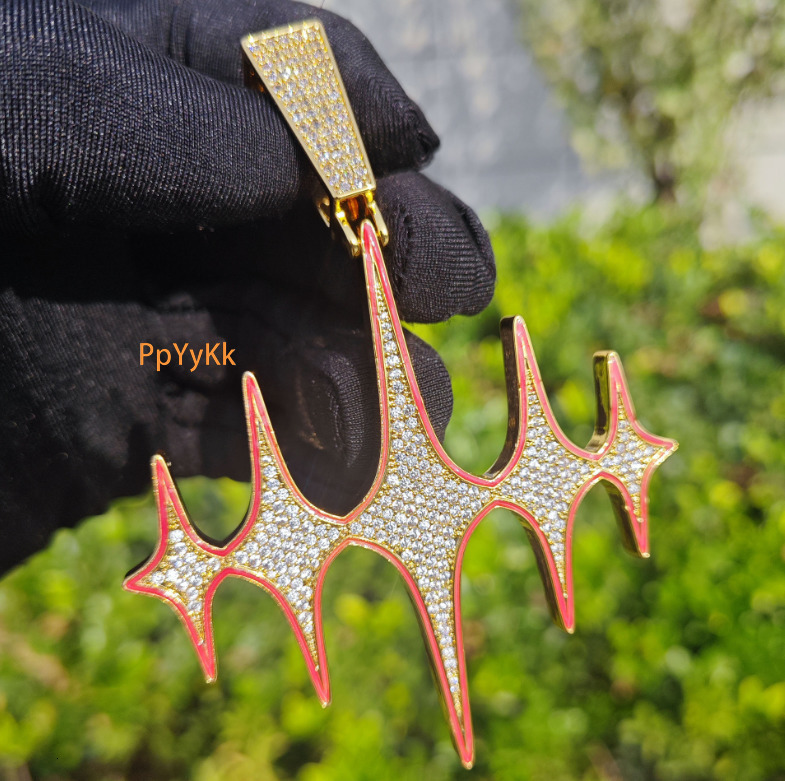 Luxury VVS Moissanite Glow in The Dark Iced Out Star Pendant Necklace Hip Hop Simple Individual Trendy Diamond Studded Accessory Pass the diamond test
