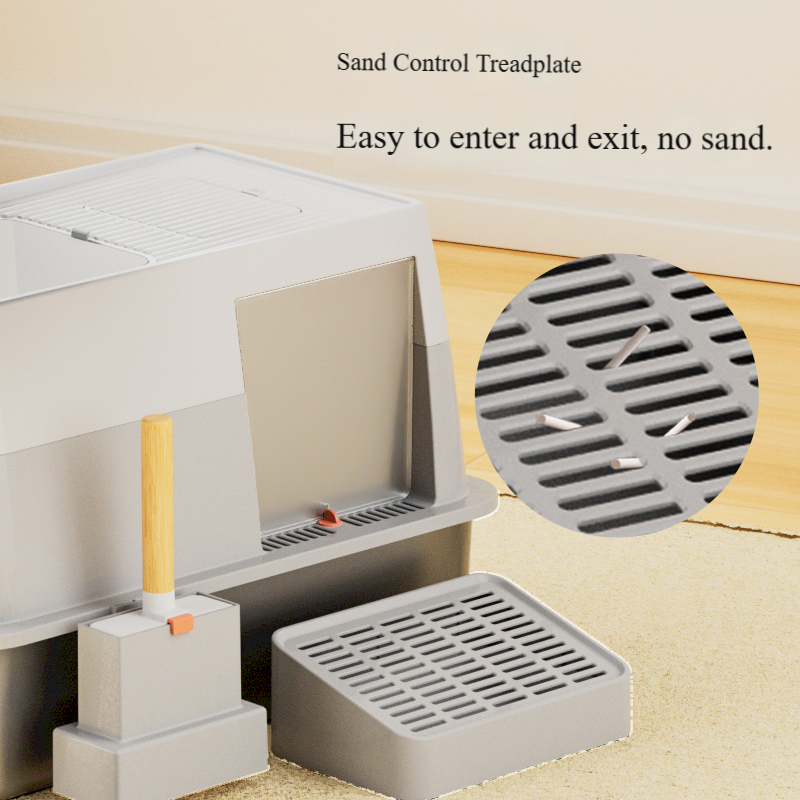 Fully Enclosed Cat Litter Box with Activated Carbon Air Purification for Large Spaces