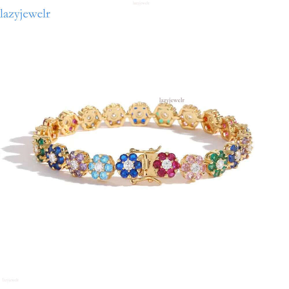 Hip-Hop tennis Sterling Sier VVS Moissanite dia cluster iced out cuban chain for men women colorful floral bracelet necklace