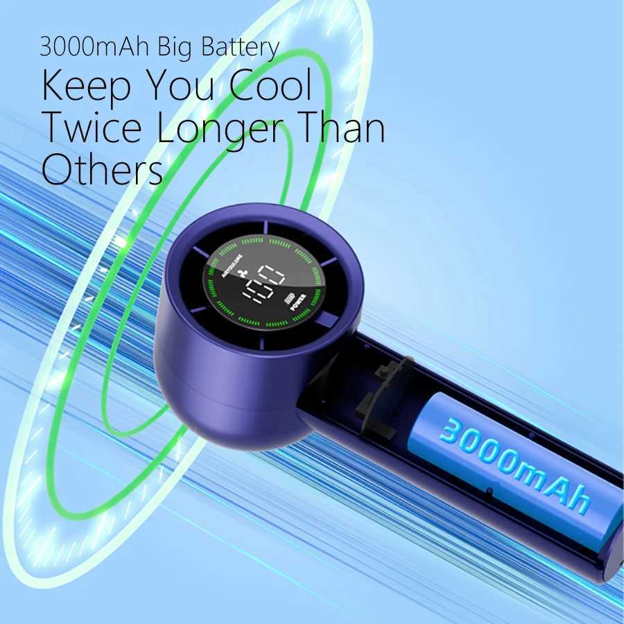 Handheld Fan 6 Speed 3000mAh Battery Personal Digital Display USB Rechargeable for Travel Outdoor School Gift Idea M250626