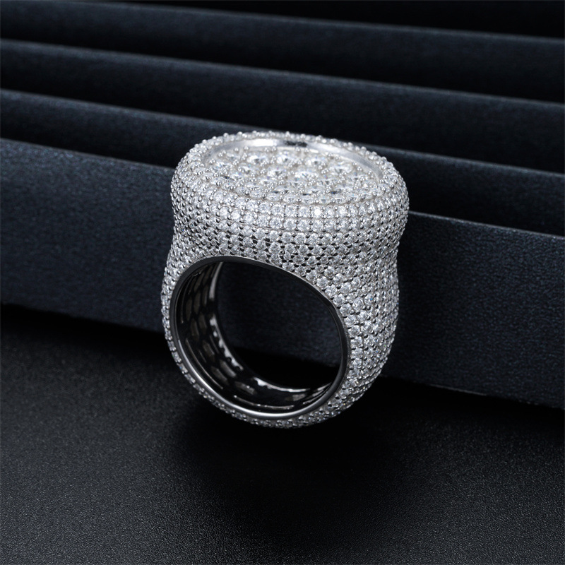 Iced Out Sterling Silver 925 Luxury Rings Fashion Hip Hop Mens Vvs Moissanite Ring