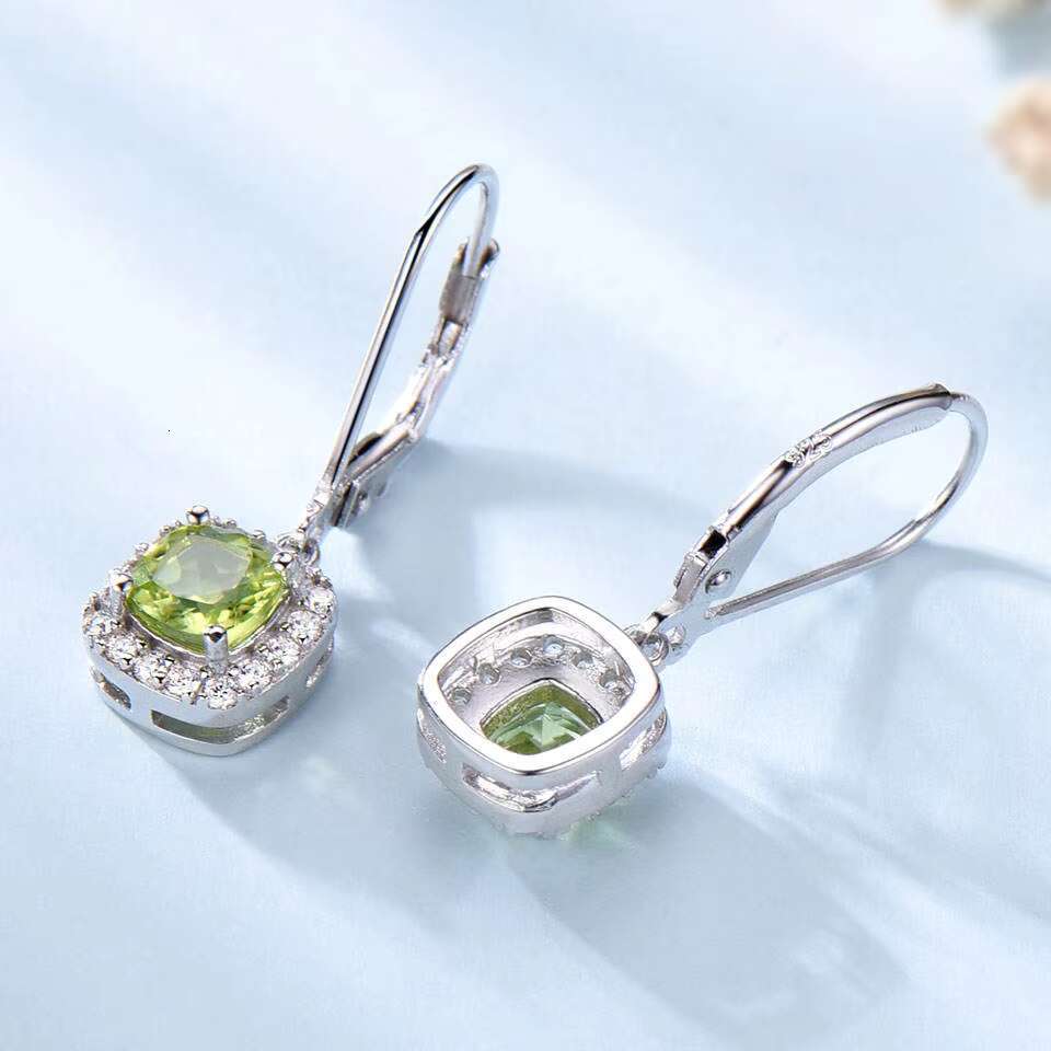 Fine Jewelry 925 Sterling Silver Dainty Earrings Geometric Shape Zircon Peridot Morganite Drop Earring