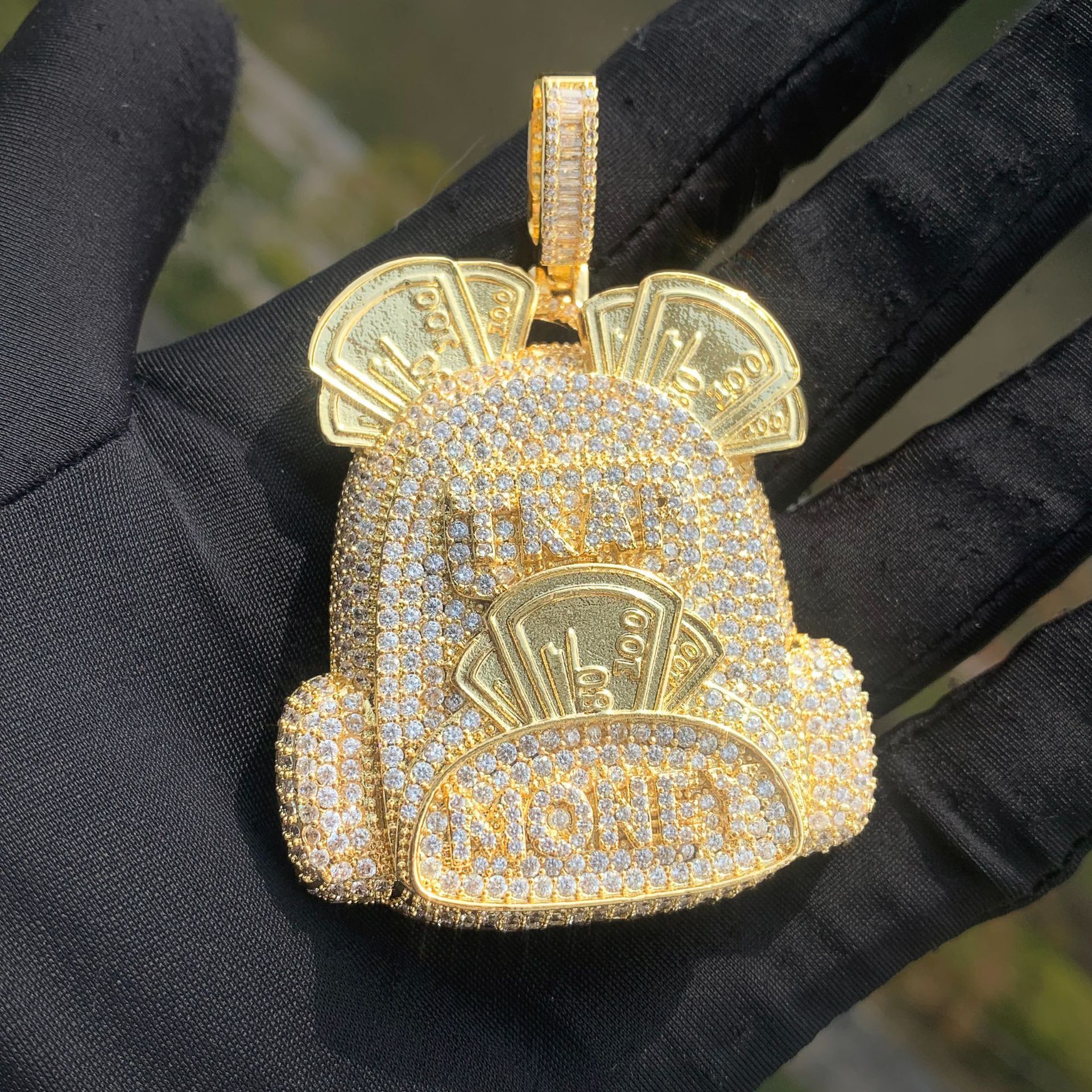Luxury VVS Moissanite Iced Out Hip Hop Backpack Style Pendant Men's Streetwear Bling Trendy Collarbone Necklace Jewelry Passes the diamond tester