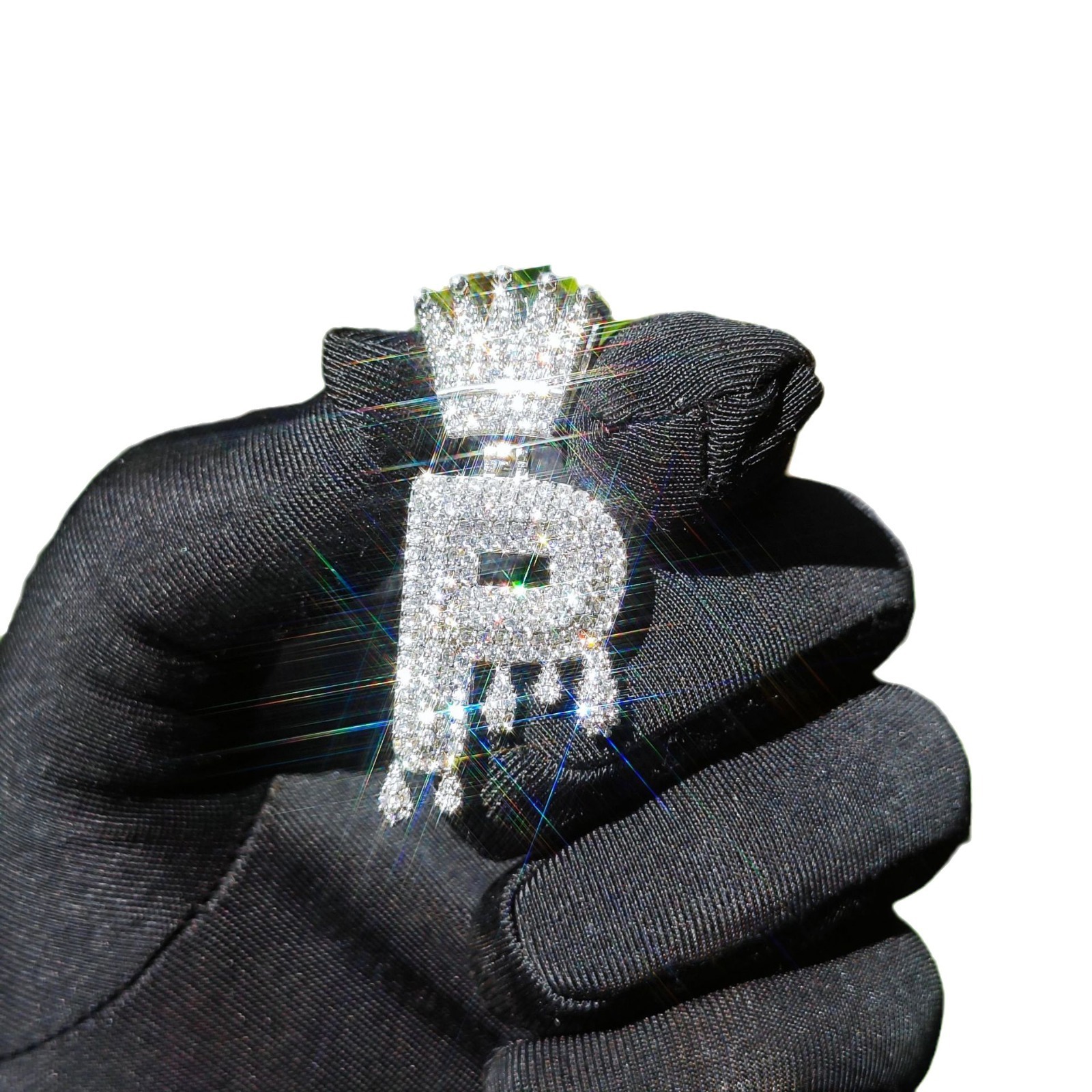 Hip Hop Crown Drop Letter Pendant Iced Out VVS Moissanite Badass Design Bling Letter Necklace Jewelry Passes the Diamond Tester