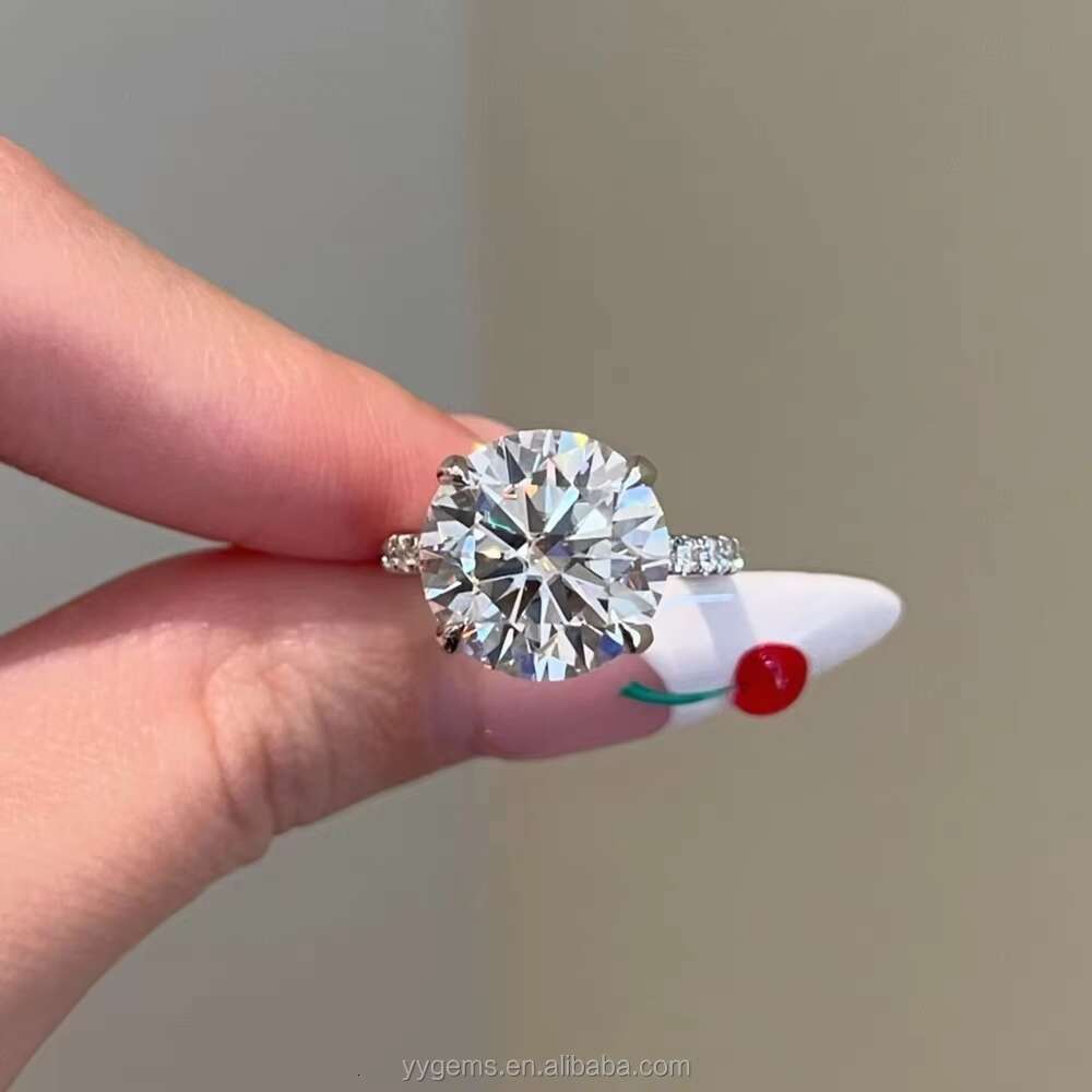 Luxurious 4 CT Round Diamond Ring 14K Solid White Gold 4 Prongs Moissanite Wedding Engagement Rings Jewelry Women