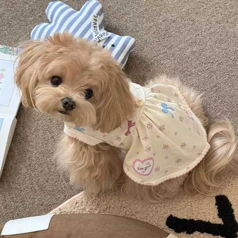 T558 Pet for dogs and cats summer sweet floral vest dress home cute small dog clothes