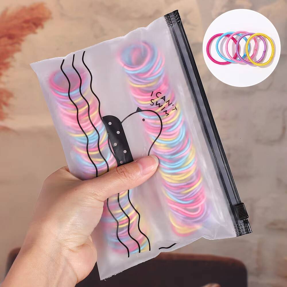 100Pcs/Set Elastic Bands Girls Accessories 2.5cm Colorful Rubber Band Children Ponytail Holder Kids Hair Ties ddmyshoesvip