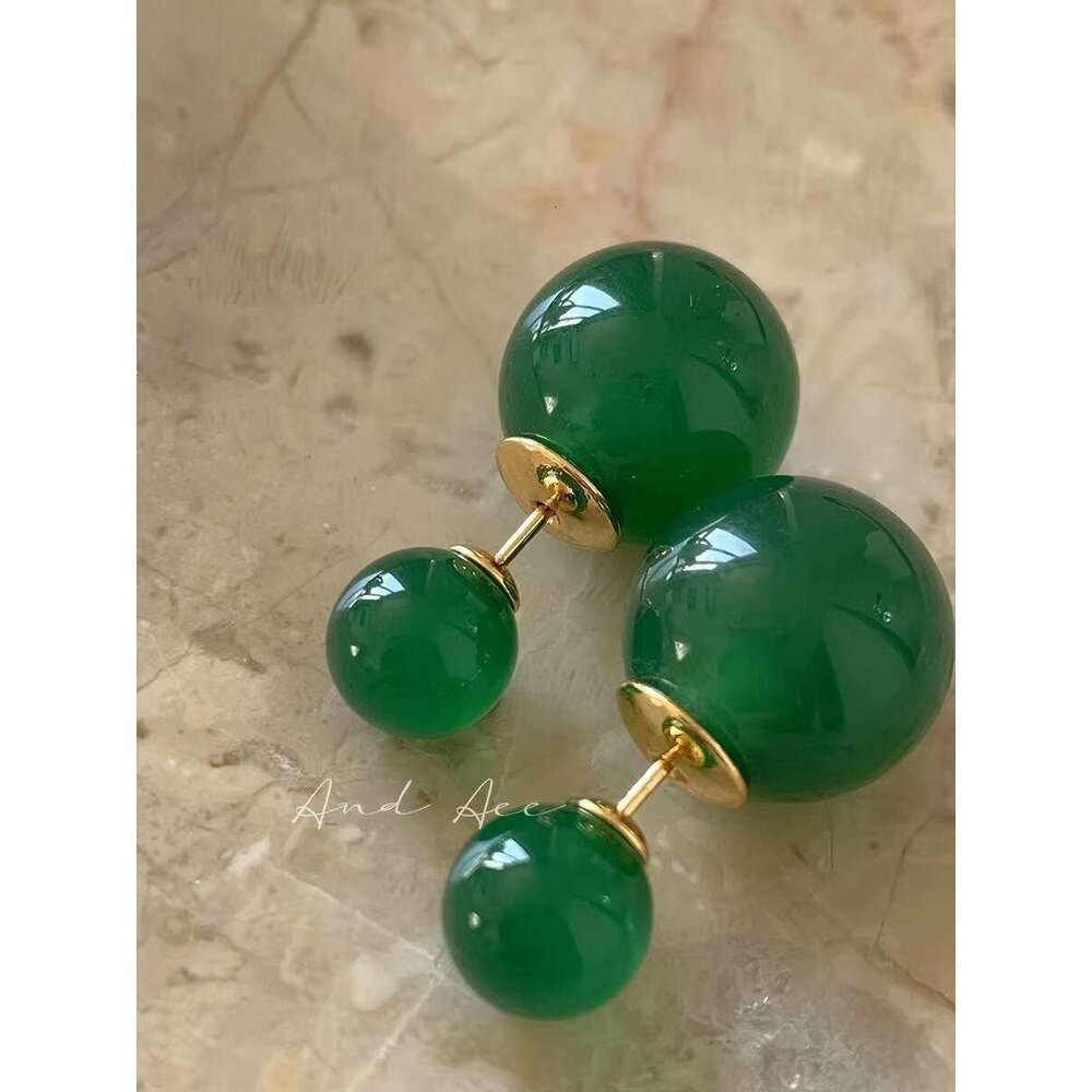 Sier Needle Green Series Butterfly Flower Pearl Fresh High-end Summer Fashion New Earrings for Women